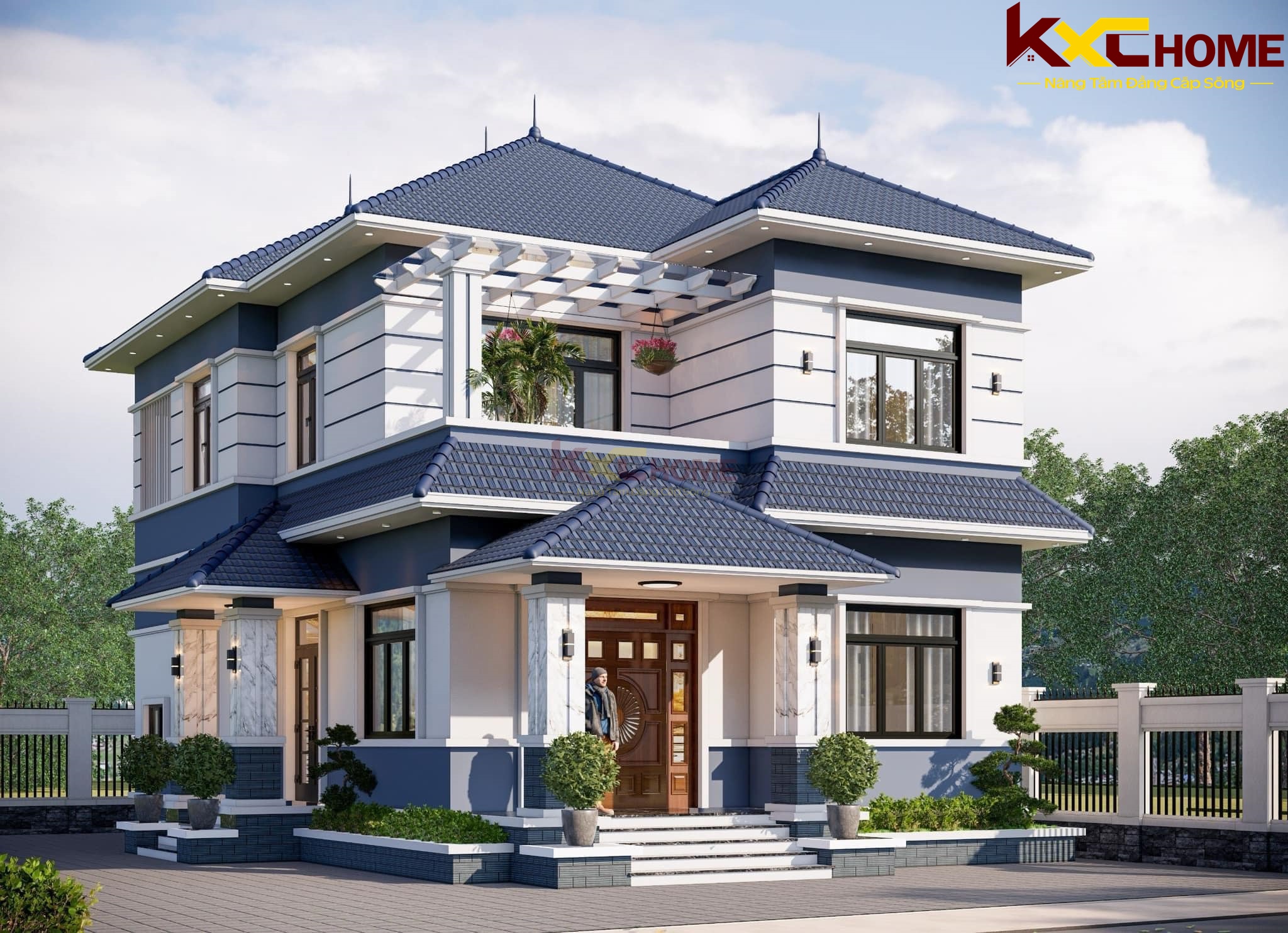 Thiết kế nhà 2 tầng với thiết kế mái độc đáo