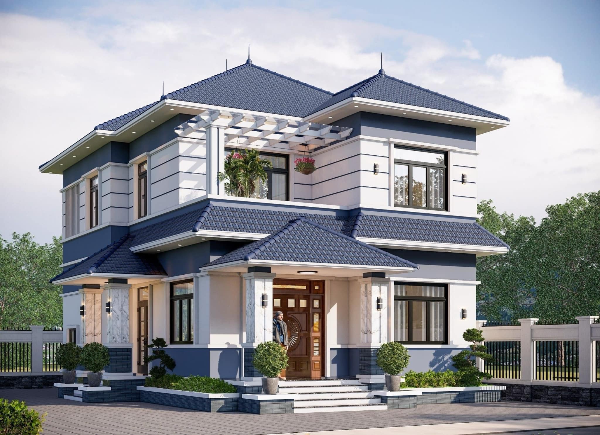 Mẫu nhà mái Nhật hiện đại đẹp do KXCHOME thiết kế nhà tại Bắc Giang