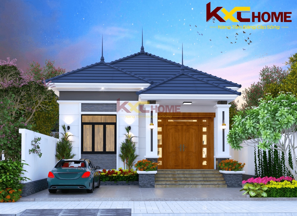 Nhà cấp 4 nông thôn 3 phòng ngủ mái Nhật 1 sảnh
