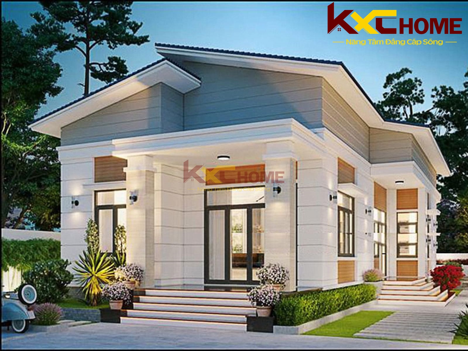 Nhà cấp 4 nông thôn mái lệch 3 phòng ngủ