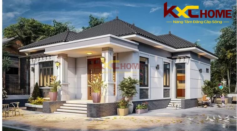 Hệ mái Nhật, gam màu trắng và chi tiết phào chỉ đơn giản là những yếu tố ghi điểm cho công trình này