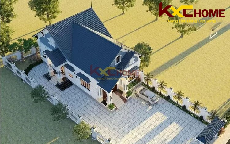 Mẫu nhà cấp 4 với góc nhìn từ trên cao, một không gian xanh mát và cực kỳ ấm cúng