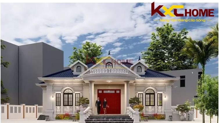 Mặt tiền thiết kế đối xứng đẹp mắt với phong cách tân cổ điển