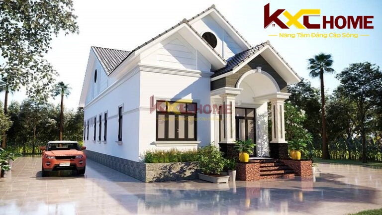 Độc đáo từ với lối kiến trúc tân cổ trong mẫu nhà cấp 4 gác lửng 3 phòng ngủ
