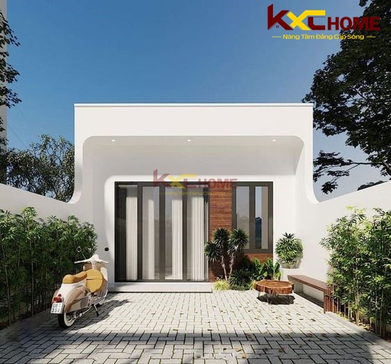 Trẻ trung với mẫu nhà cấp 4 hiện đại mái bằng gam màu trắng