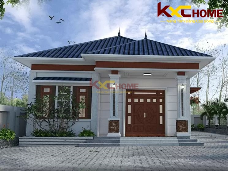 Nhà cấp 4 mái Nhật chọn gam màu trắng làm chủ đạo kết hợp đường nét thiết kế tối giản