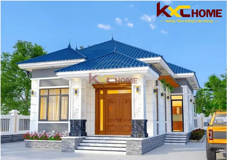 Nhà cấp 4 mái Nhật 4 3 phòng ngủ có sảnh phụ tiện lợi cho sinh hoạt của gia đình