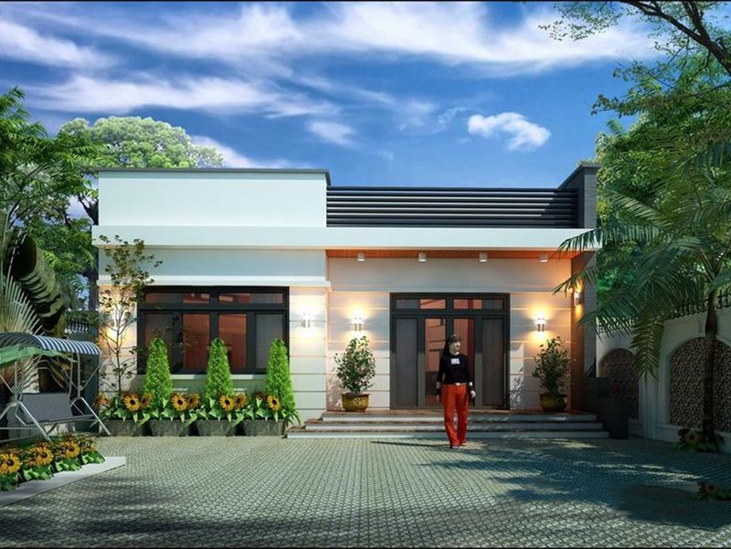 Thiết kế nhà vườn mái bằng hiện đại