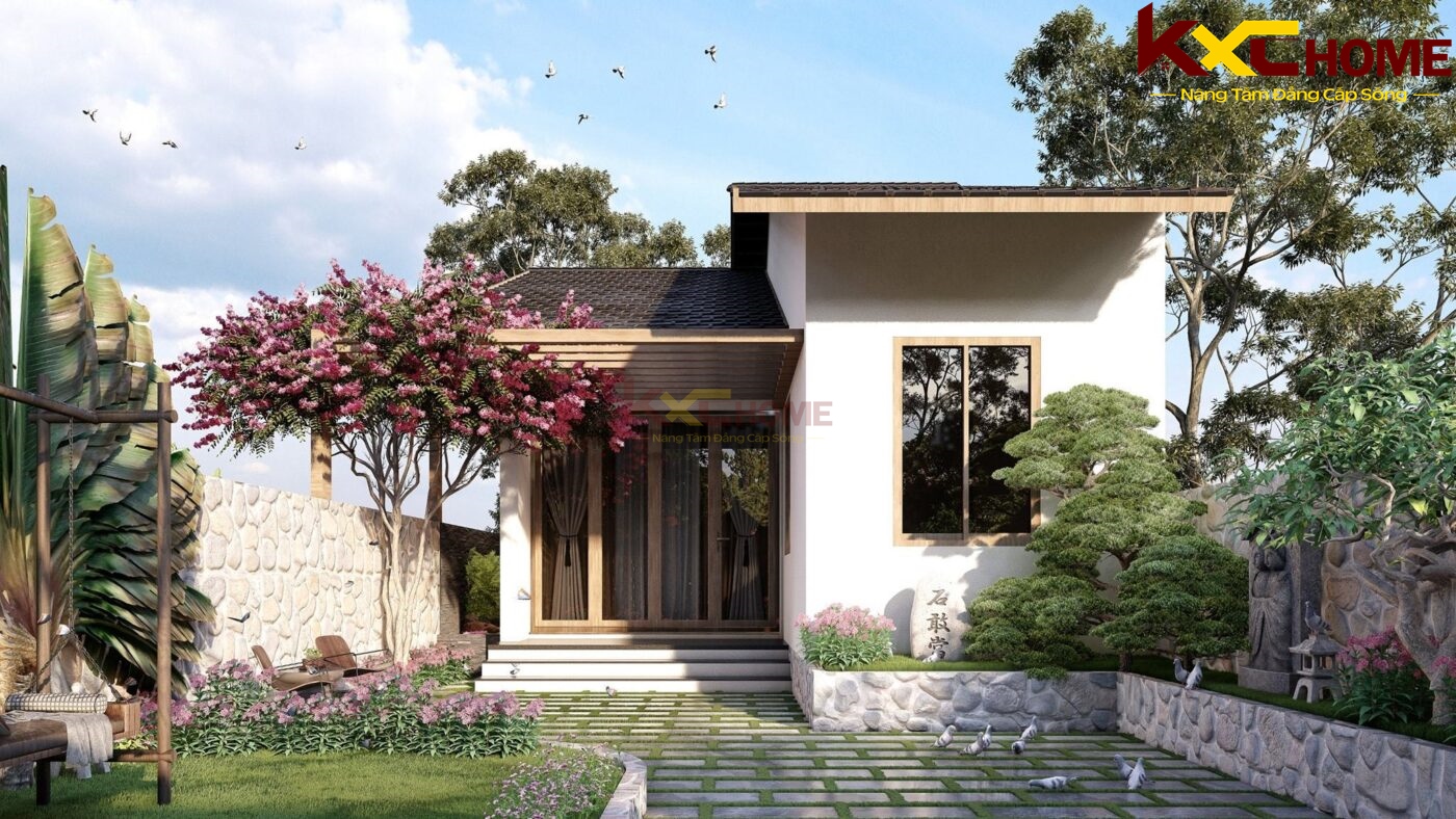 Thiết kế hệ mái dốc nhẹ với khoảng sân vườn rộng rãi