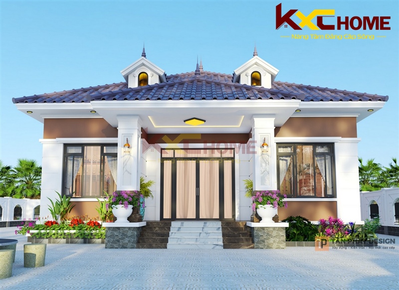 Nhà vườn mái Nhật thiết kế sảnh đối xứng phổ biến ở khu vực nông thôn hiện nay