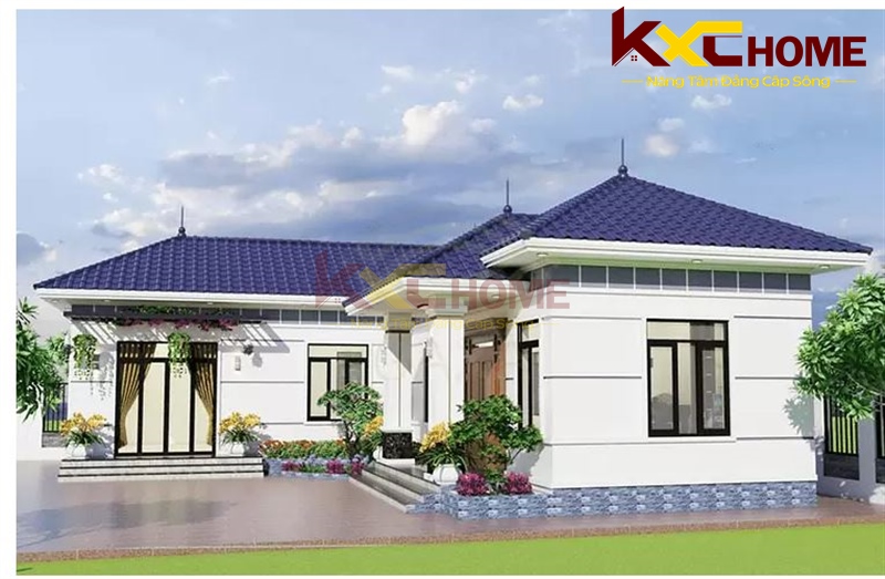 Thiết kế chữ L tạo ra khoảng sân sinh hoạt ấm cúng và không gian sinh hoạt rộng rãi
